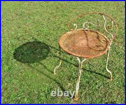 Rare et ancien tabouret / chaise de jardin en métal. Epoque 1900