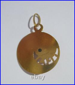 Rare pendentif français ancien Art Nouveau mois de Mai muguet or 18 carats 750