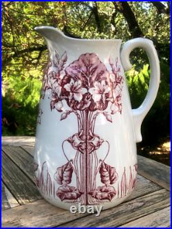 Rarissime BROC ANCIEN Pichet Toilette 19eme Décor floral Art Nouveau Rarissime BROC ANCIEN Pichet Toilette 19eme Décor floral Art Nouveau