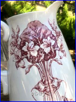 Rarissime BROC ANCIEN Pichet Toilette 19eme Décor floral Art Nouveau Rarissime BROC ANCIEN Pichet Toilette 19eme Décor floral Art Nouveau