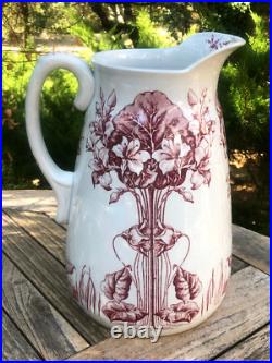 Rarissime BROC ANCIEN Pichet Toilette 19eme Décor floral Art Nouveau Rarissime BROC ANCIEN Pichet Toilette 19eme Décor floral Art Nouveau