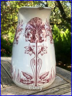 Rarissime BROC ANCIEN Pichet Toilette 19eme Décor floral Art Nouveau Rarissime BROC ANCIEN Pichet Toilette 19eme Décor floral Art Nouveau