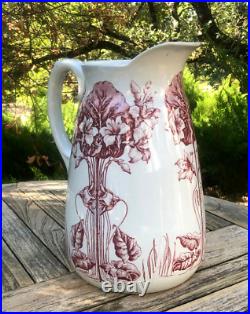 Rarissime BROC ANCIEN Pichet Toilette 19eme Décor floral Art Nouveau Rarissime BROC ANCIEN Pichet Toilette 19eme Décor floral Art Nouveau