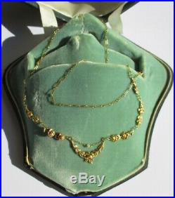 Ravissant collier draperie ancien Art Nouveau Fleurs Gold or 18 carats 750
