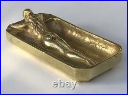 SUPERBE authentique ancienne SCULPTURE en BRONZE doré ART NOUVEAU vide poche