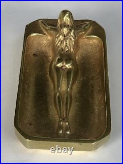SUPERBE authentique ancienne SCULPTURE en BRONZE doré ART NOUVEAU vide poche
