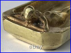 SUPERBE authentique ancienne SCULPTURE en BRONZE doré ART NOUVEAU vide poche