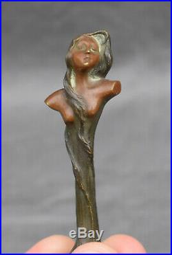 Sceau Cachet ancien Femme Art Nouveau 1900 Bronze Tampon Antique Seal