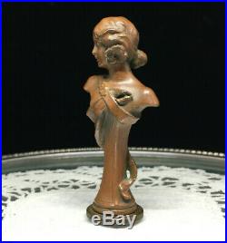 Sceau Cachet ancien Femme à la fleur Art Nouveau 1900 Bronze Tampon Antique Seal