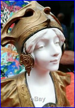 Sculpture ancienne buste Femme sculpteur Jacobs Art Nouveau France Antique sculp