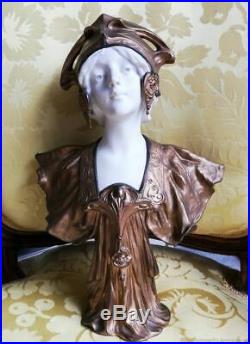 Sculpture ancienne buste Femme sculpteur Jacobs Art Nouveau France Antique sculp