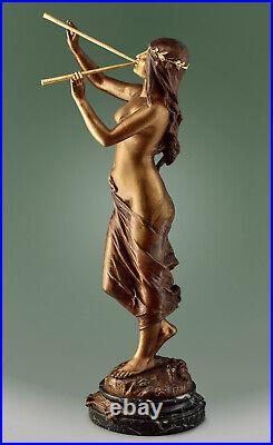 Sculpture bronze ancien Edouard Drouot Muse des bois Art Nouveau