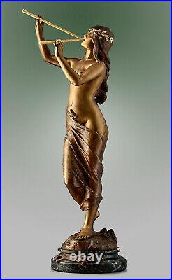 Sculpture bronze ancien Edouard Drouot Muse des bois Art Nouveau