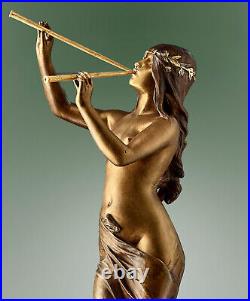 Sculpture bronze ancien Edouard Drouot Muse des bois Art Nouveau