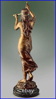 Sculpture bronze ancien Edouard Drouot Muse des bois Art Nouveau