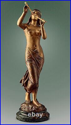 Sculpture bronze ancien Edouard Drouot Muse des bois Art Nouveau