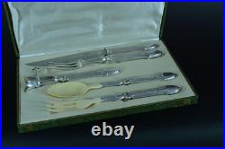 Service à découper / salade ancien argent Louis Charpentier Art Nouveau nouille