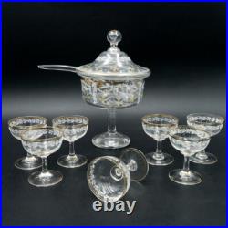 Service à punch en verre émaillé 1900, Art Nouveau, ancien Service à punch en verre émaillé 1900, Art Nouveau, ancien