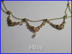 Splendide collier draperie ancien Art Nouveau Fleurs Gold or 18 carats 750