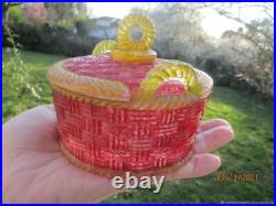 Sucrier ancien bonbonnière Panier en verre Art Nouveau