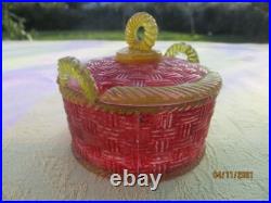 Sucrier ancien bonbonnière Panier en verre Art Nouveau