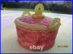Sucrier ancien bonbonnière Panier en verre Art Nouveau