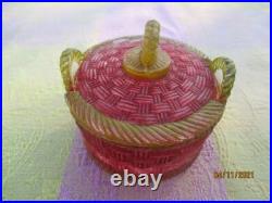Sucrier ancien bonbonnière Panier en verre Art Nouveau