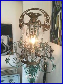 Superbe Ancienne Lampe Lampadaire Art Nouveau 1,80 M De Haut