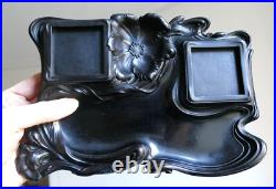 Superbe Grand Encrier Ancien Gutta Percha (ebonite) Cristal Art Nouveau Inkwell Superbe Grand Encrier Ancien Gutta Percha (ebonite) Cristal Art Nouveau Inkwell