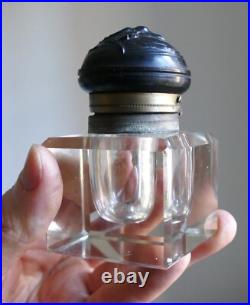 Superbe Grand Encrier Ancien Gutta Percha (ebonite) Cristal Art Nouveau Inkwell Superbe Grand Encrier Ancien Gutta Percha (ebonite) Cristal Art Nouveau Inkwell