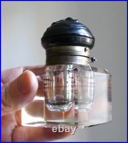 Superbe Grand Encrier Ancien Gutta Percha (ebonite) Cristal Art Nouveau Inkwell Superbe Grand Encrier Ancien Gutta Percha (ebonite) Cristal Art Nouveau Inkwell