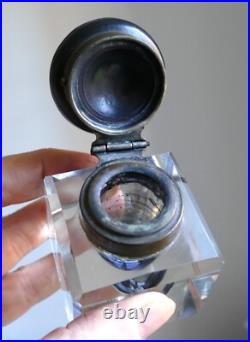 Superbe Grand Encrier Ancien Gutta Percha (ebonite) Cristal Art Nouveau Inkwell Superbe Grand Encrier Ancien Gutta Percha (ebonite) Cristal Art Nouveau Inkwell
