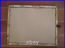 Superbe cadre ancien Art Nouveau fin XIXe-début XXe bois et stuc doré motif gui