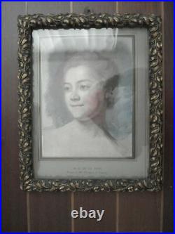 Superbe cadre ancien Art Nouveau fin XIXe-début XXe bois et stuc doré motif gui