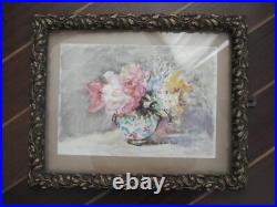 Superbe cadre ancien Art Nouveau fin XIXe-début XXe bois et stuc doré motif gui