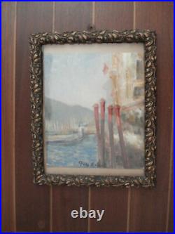 Superbe cadre ancien Art Nouveau fin XIXe-début XXe bois et stuc doré motif gui