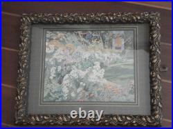 Superbe cadre ancien Art Nouveau fin XIXe-début XXe bois et stuc doré motif gui Superbe cadre ancien Art Nouveau fin XIXe-début XXe bois et stuc doré motif gui