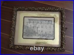 Superbe cadre ancien Art Nouveau fin XIXe-début XXe bois et stuc doré motif gui