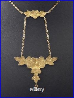 Superbe collier ancien en or 18k et perles négligé Art Nouveau 1900