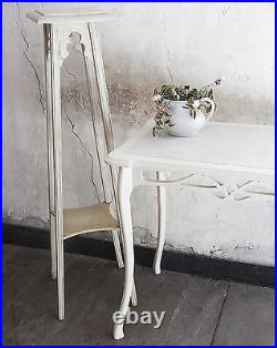Table + 2 sellettes ancienne en bois et marbre art nouveau 1900 vintage XX