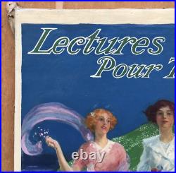 Tableau Ancien Huile René LELONG (1871-1933) Femmes Art Nouveau Paysage 1913 Tableau Ancien Huile René LELONG (1871-1933) Femmes Art Nouveau Paysage 1913