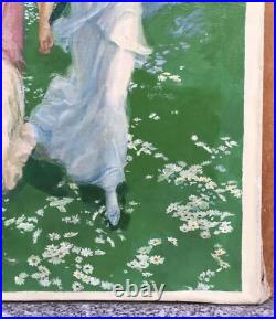 Tableau Ancien Huile René LELONG (1871-1933) Femmes Art Nouveau Paysage 1913 Tableau Ancien Huile René LELONG (1871-1933) Femmes Art Nouveau Paysage 1913
