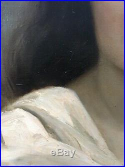Tableau Ancien Portrait Femme Chaîne Alice Kaub-Casalonga Art Nouveau 1900