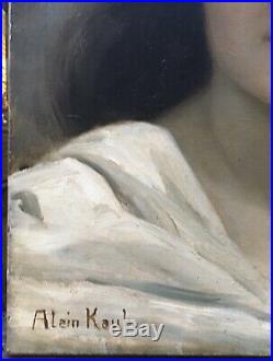 Tableau Ancien Portrait Femme Chaîne Alice Kaub-Casalonga Art Nouveau 1900