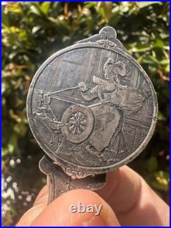 Timbre Sceau Cire Art Nouveau Ancien Français Argent Plaqué Bron Double Face Timbre Sceau Cire Art Nouveau Ancien Français Argent Plaqué Bron Double Face
