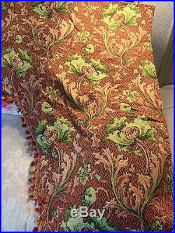Tissu Ancien Pavot Lin Rideau Antique Art Nouveau Tapestry Fabric Curtain Poppy