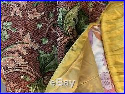 Tissu Ancien Pavot Lin Rideau Antique Art Nouveau Tapestry Fabric Curtain Poppy