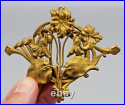 Tres Belle Boucle De Ceinture Ancienne Art Nouveau Signee Hb Decor Floral