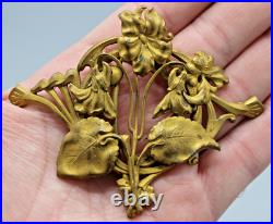 Tres Belle Boucle De Ceinture Ancienne Art Nouveau Signee Hb Decor Floral