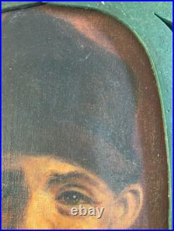 Très Belle Peinture 1920 Huile Sur Toile Portrait Homme Pipe Ancien Art Nouveau